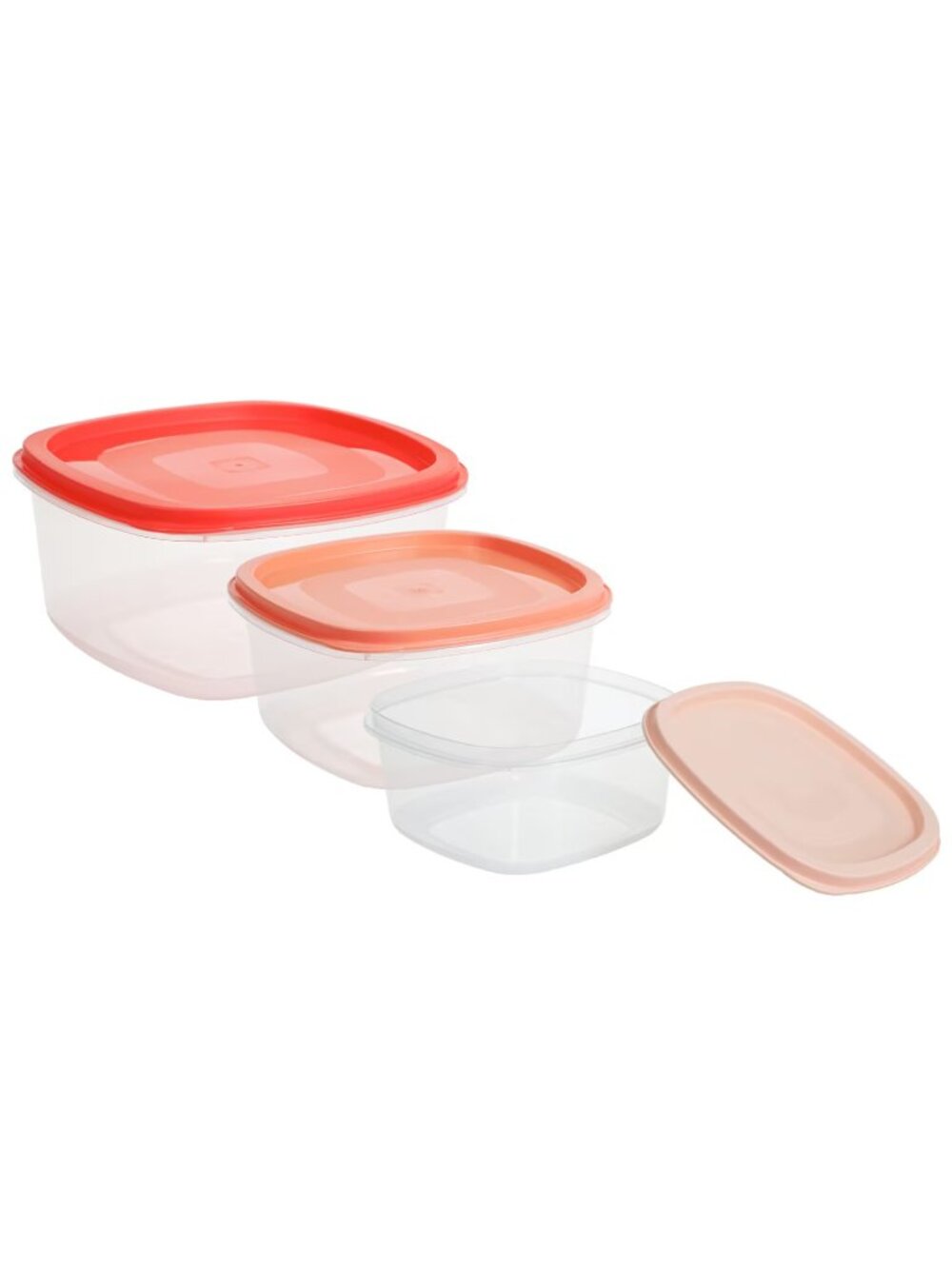 Sure Fresh 3 Pack Reusable Square Containers With Lid Coral Orange new